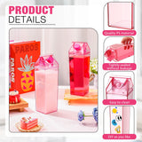 Remerry 3 Pcs Milk Carton Water Bottle Square Plastic Coffee Portable Reusable Milk Carton Cup Leakproof Juice Bottle