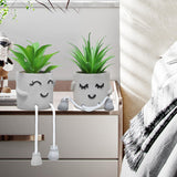 Zerzsy 3pcs Creative Artificial Succulents with Gray Flower Pots, Mini Potted Succulents for Home Office Desk Decor and Gift Choice