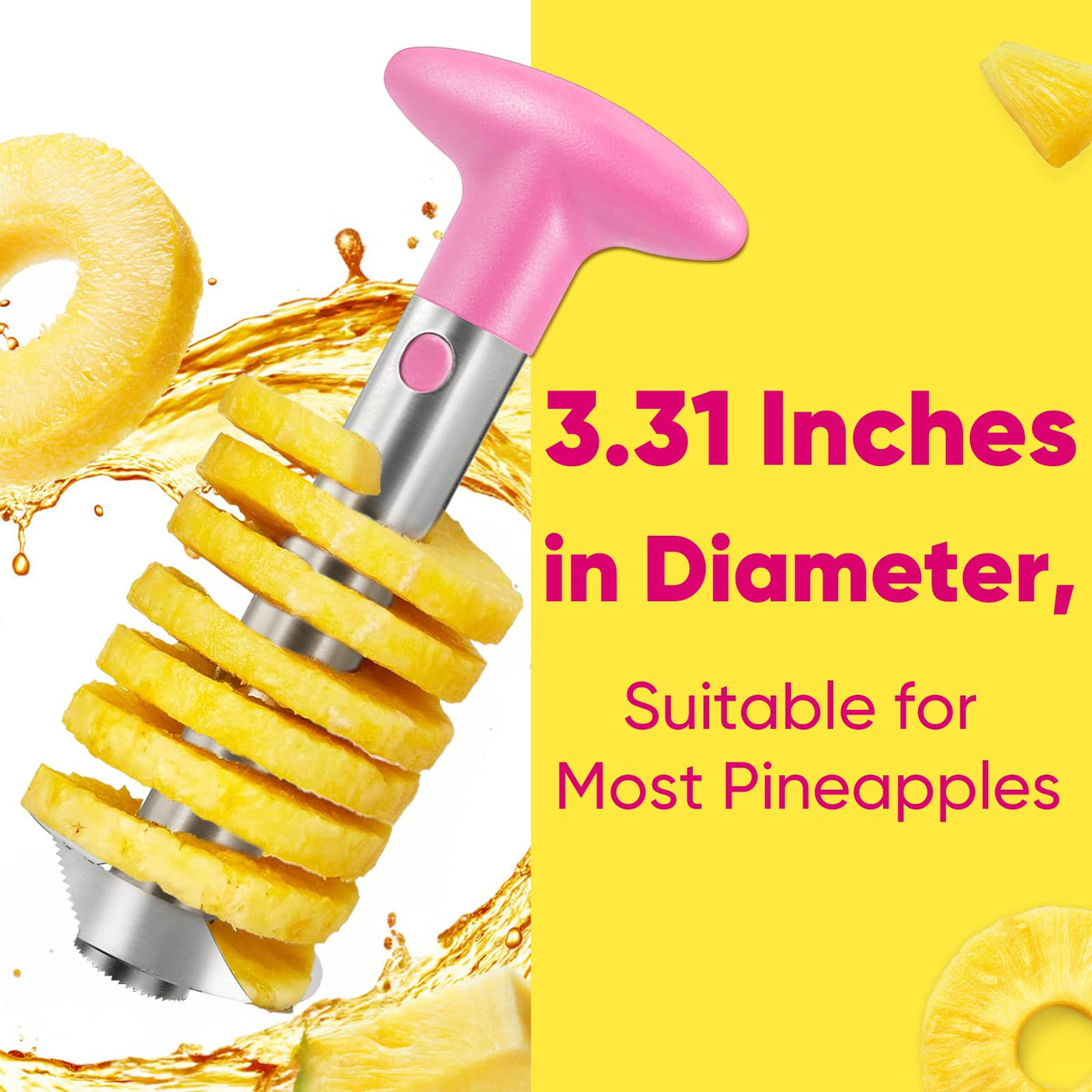 Pineapple Corer, [Upgraded, Reinforced, Thicker Blade] Newness Premium Pineapple Corer Remover (Black)