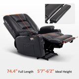 MCombo Power Lift Recliner Chair for Elderly, Lift Chair with Heat and Massage, USB Ports, Cup Holders, Faux Leather 7519 (Medium, Dark Brown)