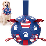 QDAN Premium Dog Toys Balls, Dog Soccer Ball with Straps, Dog Birthday Gifts, Herding Ball, Durable Balls for Small Medium Pet, Puppy Outdoor Toy, Pet Training Soccer Ball, World Cup Soccer (6 Inch)