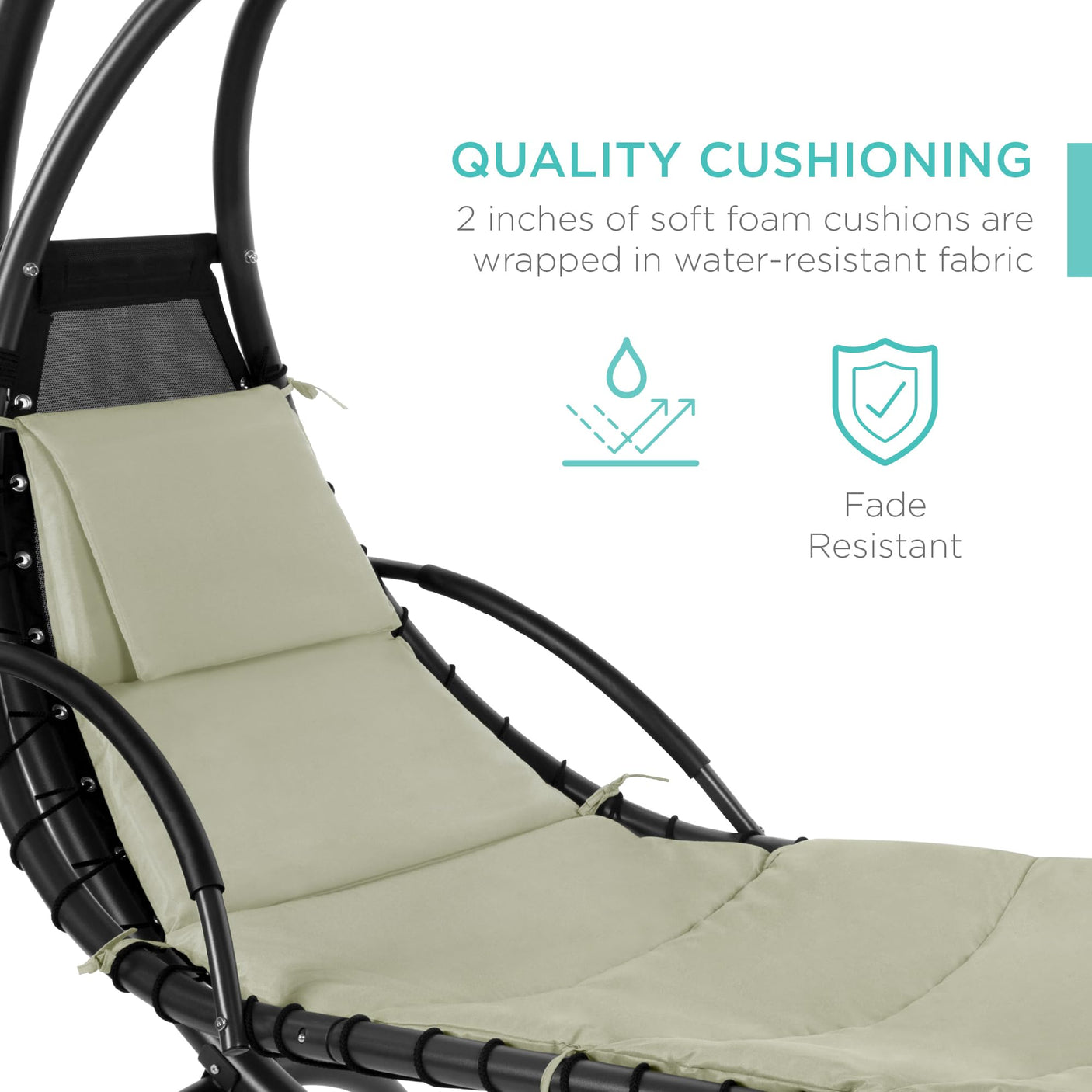 Best Choice Products Outdoor Hanging Curved Steel Chaise Lounge Chair Swing w/Built-in Pillow and Removable Canopy -Red