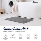Stone Bath Mat, Diatomaceous Earth Shower Mat, Non-Slip Super Absorbent Quick Drying Bathroom Floor Mat, Natural, Easy to Clean (23.6 x 15.35 Darkgrey)
