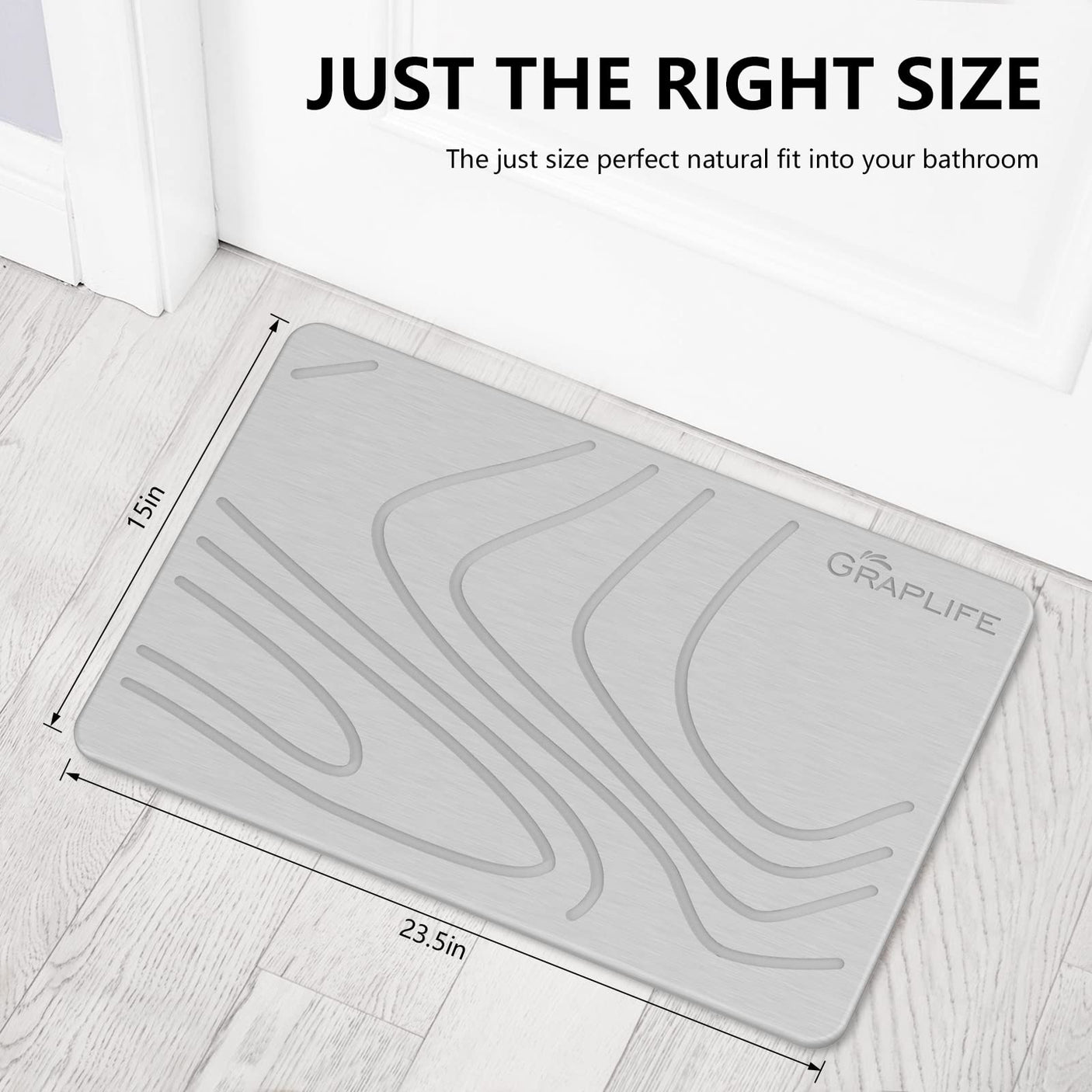 Stone Bath Mat, Diatomaceous Earth Shower Mat, Non-Slip Super Absorbent Quick Drying Bathroom Floor Mat, Natural, Easy to Clean (23.6 x 15.35 Darkgrey)