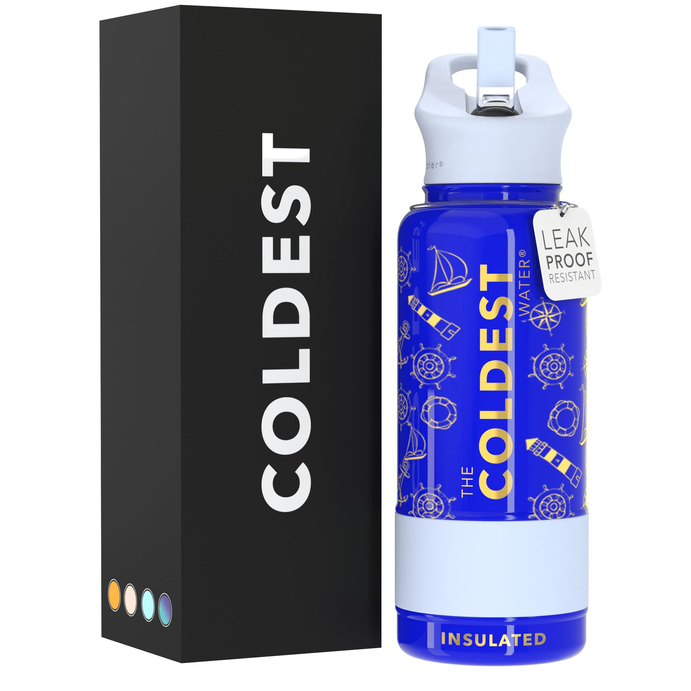 Coldest Insulated Water Bottle with Straw Lid - Stainless Steel Metal Thermos for Men & Women (Matte Black, 32 oz)