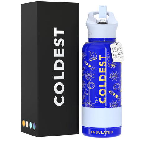 Coldest Insulated Water Bottle with Straw Lid - Stainless Steel Metal Thermos for Men & Women (Matte Black, 32 oz)