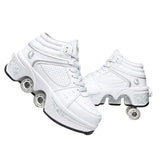 Double-Row Deform Wheel Automatic Walking Shoes Invisible Deformation Roller Skate 2 in 1 Removable Pulley Skates Skating Parkour