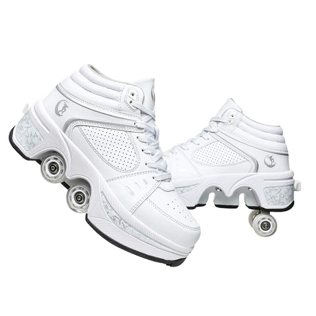 Double-Row Deform Wheel Automatic Walking Shoes Invisible Deformation Roller Skate 2 in 1 Removable Pulley Skates Skating Parkour
