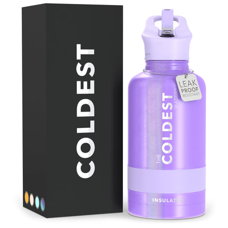 Coldest Insulated Water Bottle with Straw Lid - Stainless Steel Metal Thermos for Men & Women (Matte Black, 32 oz)
