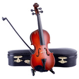 Wooden Miniature Violin with Stand, Bow and Case Mini Musical Instrument Violin Replica Collectible Figurines Dollhouse Accessories Model Home Decoration Display Ornament (3.15"x1.18"x0.59")