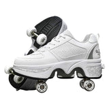 Double-Row Deform Wheel Automatic Walking Shoes Invisible Deformation Roller Skate 2 in 1 Removable Pulley Skates Skating Parkour