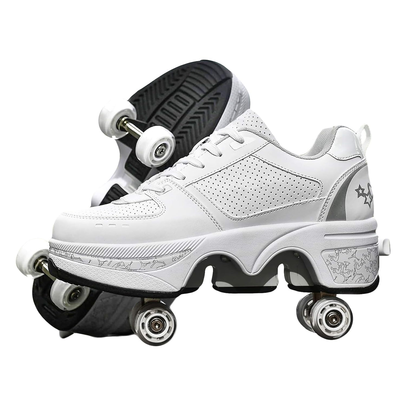 Double-Row Deform Wheel Automatic Walking Shoes Invisible Deformation Roller Skate 2 in 1 Removable Pulley Skates Skating Parkour