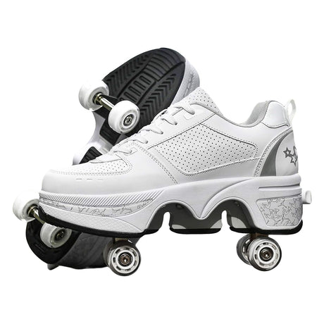 Double-Row Deform Wheel Automatic Walking Shoes Invisible Deformation Roller Skate 2 in 1 Removable Pulley Skates Skating Parkour