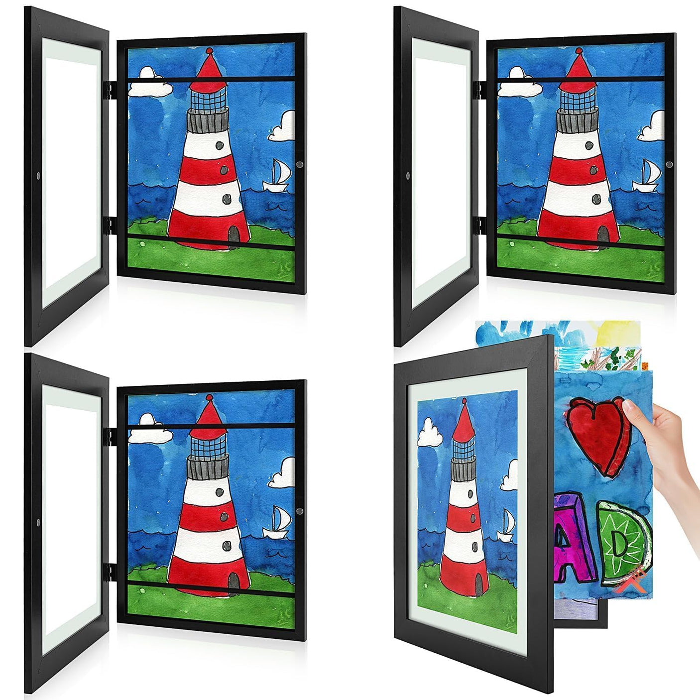 Golden State Art, 10x12.5 Kids Art Frames, Front-Opening Picture Frame Great for Kids Drawings, Artworks, Children Art Projects, Schoolwork, Home or Office (Walnut Set of 2)