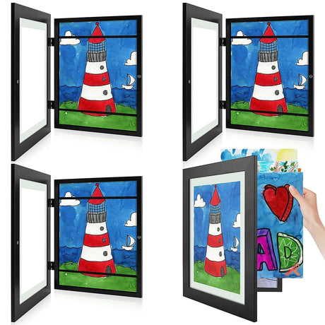 Golden State Art, 10x12.5 Kids Art Frames, Front-Opening Picture Frame Great for Kids Drawings, Artworks, Children Art Projects, Schoolwork, Home or Office (Walnut Set of 2)