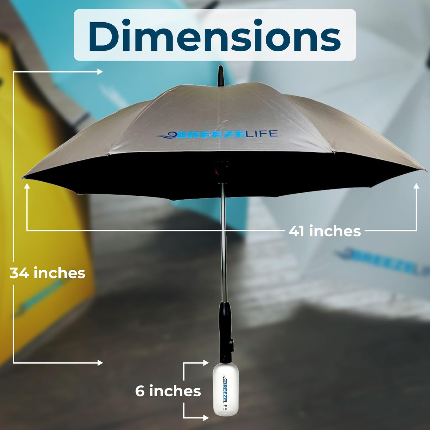 Original Mister Breeze, Sun Umbrella with Fan and Mister, Umbrella Mister with Built-in Fan for Festivals, Beach and More, Blocks Harmful Sun Rays, Mist bottle included, Silver