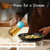 TrendPlain 16oz/470ml Glass Olive Oil Sprayer for Cooking - 2 in 1 Olive Oil Dispenser for Kitchen Gadgets, Air Fryer, Salad, and BBQ - Navy