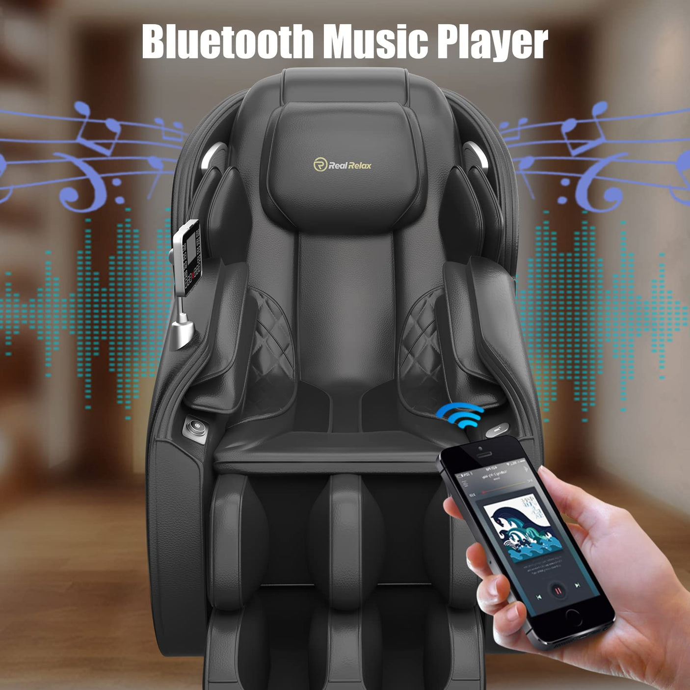 Real Relax Massage Chair Favor-06, Full Body Zero Gravity SL-Track Shiatsu Massage Recliner Chair with APP Control, Brown