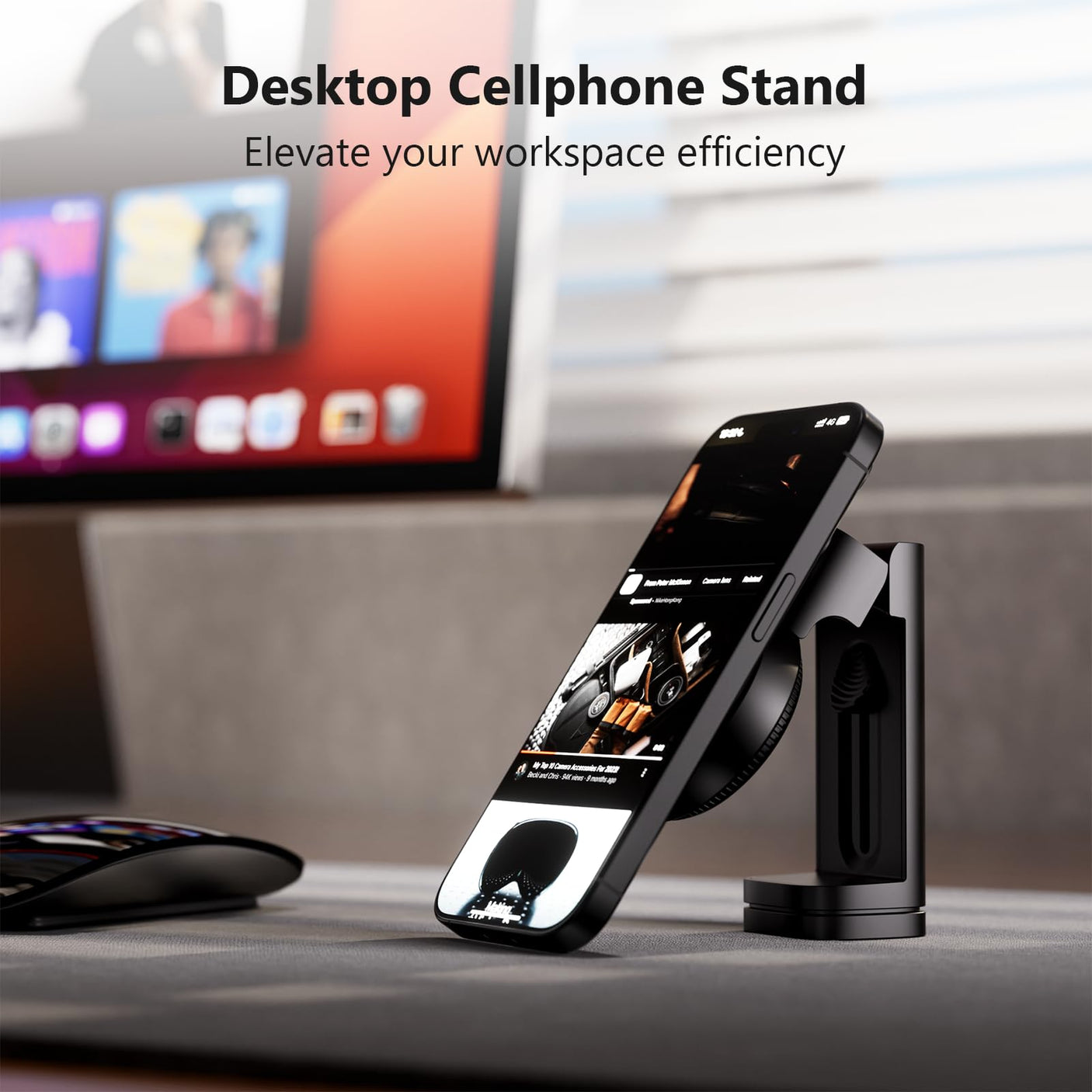 MiiKARE Airplane Travel Essentials Phone Holder, Universal Handsfree Phone Mount for Flying with 360 Degree Rotation, Accessory for Airplane, Travel Must Haves Phone Stand for Desk, Tray Table