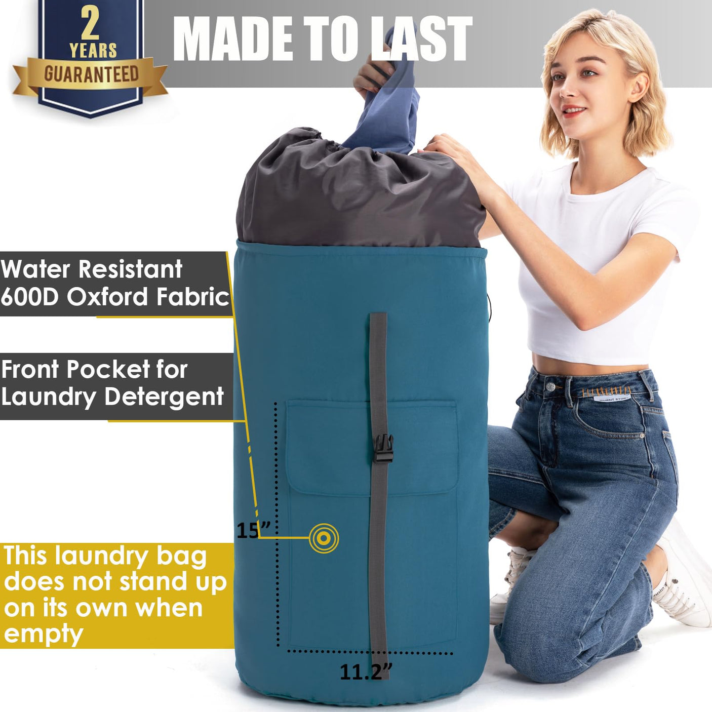 Laundry Bag Backpack Extra Large, 115L Laundry Backpack with Padded Shoulder Strap, Sturdy Travel Laundry Bags, Hanging Laundry Bag for College Dorm, Apartment, Clothes Hamper Bag for Laundromat