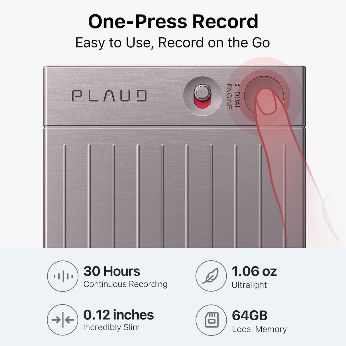 AI Voice Recorder, PLAUD Note Voice Recorder w/Case, App Control, Transcribe & Summarize with AI Technology, Support 112 Languages, 64GB Memory, Audio Recorder for Lectures, Meetings, Calls, Black