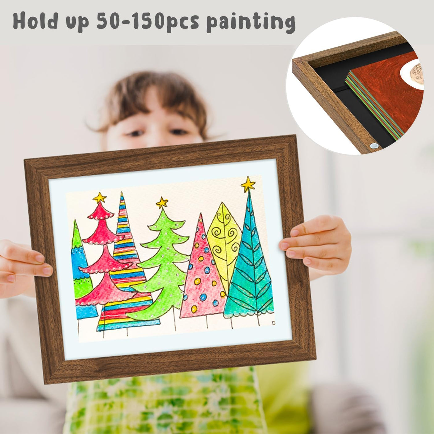 Golden State Art, 10x12.5 Kids Art Frames, Front-Opening Picture Frame Great for Kids Drawings, Artworks, Children Art Projects, Schoolwork, Home or Office (Walnut Set of 2)