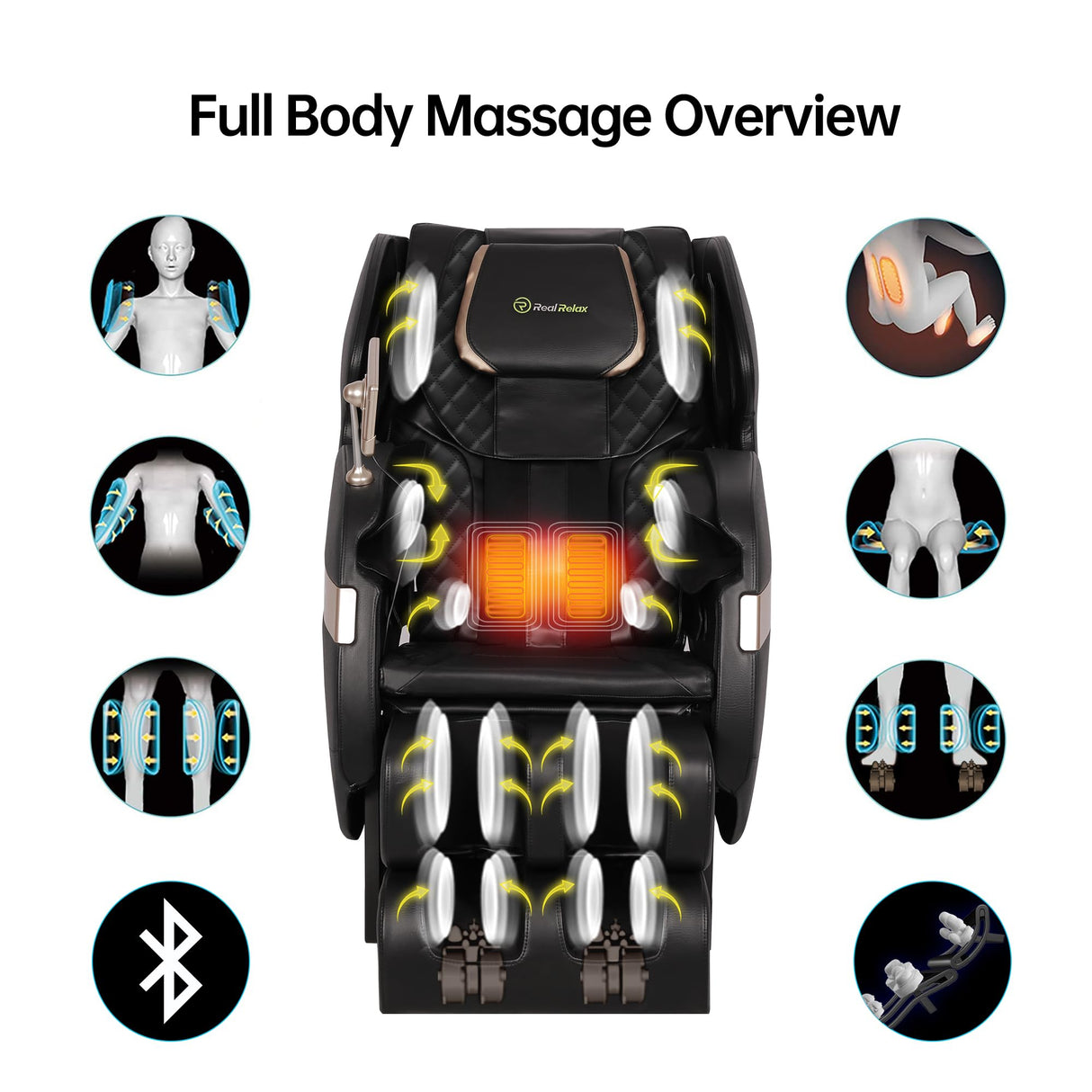 Real Relax 2024 Dual Core S Track Full Body Zero Gravity Massage Chair Recliner with App Control, Black