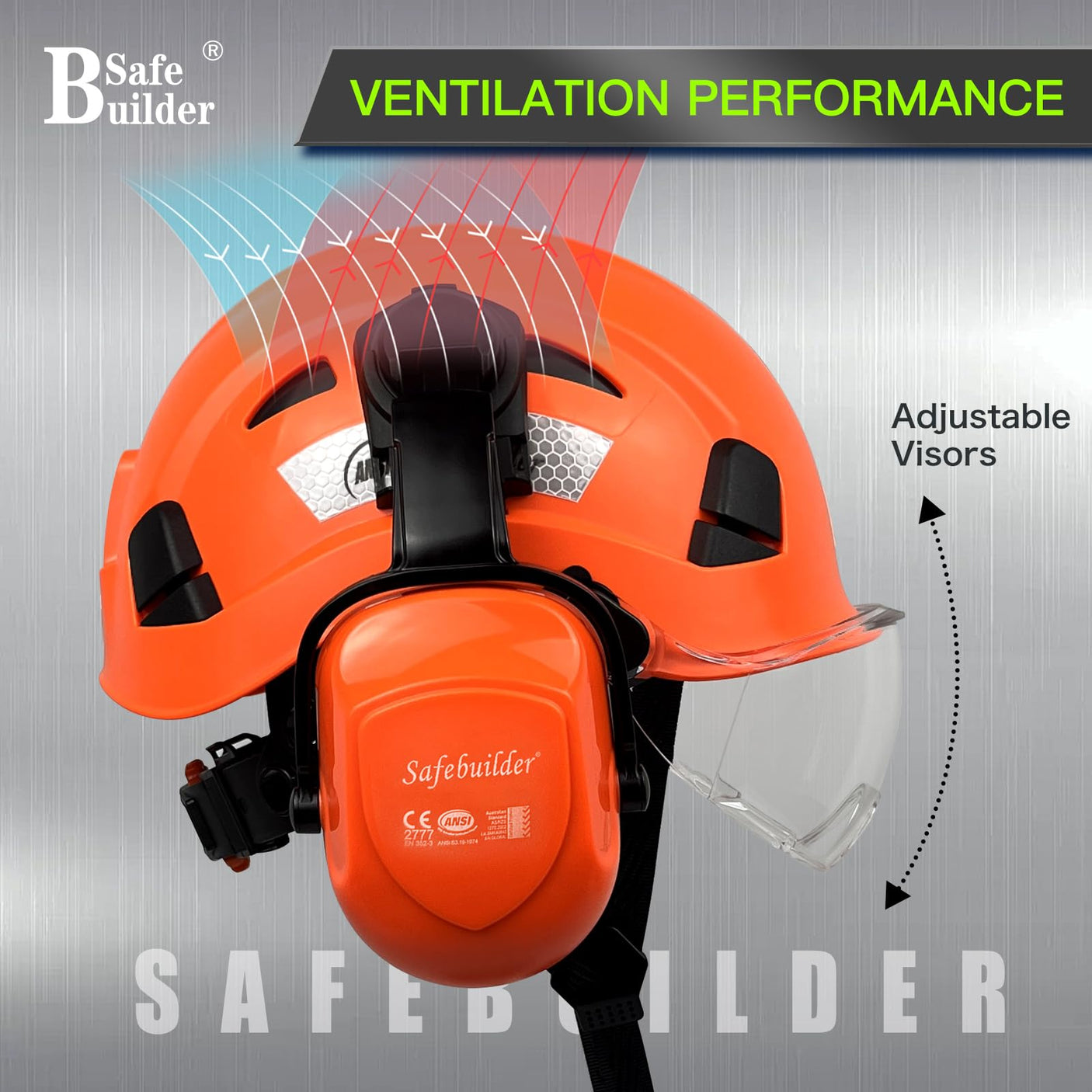 Industrial Safety Helmet with Visor Ear Muffs Hard Hat with Visor Vented Hardhats Construction Work Head Protection ANSI