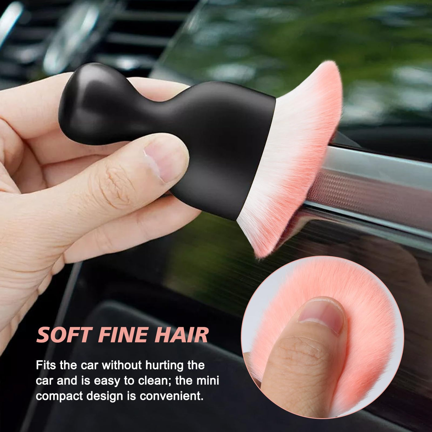 Ouzorp Car Interior Dust Brush, Car Detailing Brush, Soft Bristles Detailing Brush Dusting Tool for Automotive Dashboard, Air Conditioner Vents, Leather, Computer,Scratch Free
