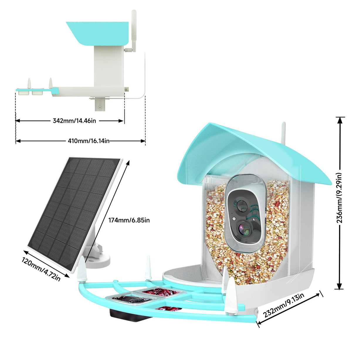 Bird Feeder with Camera,AI Identify Birds Species,Smart Birds Camera with Solar Powered,Auto Record 2K Birds Video in Backyard,Instant Notifications,Ideal Gifts for Family and Bird Lovers,Navy Blue
