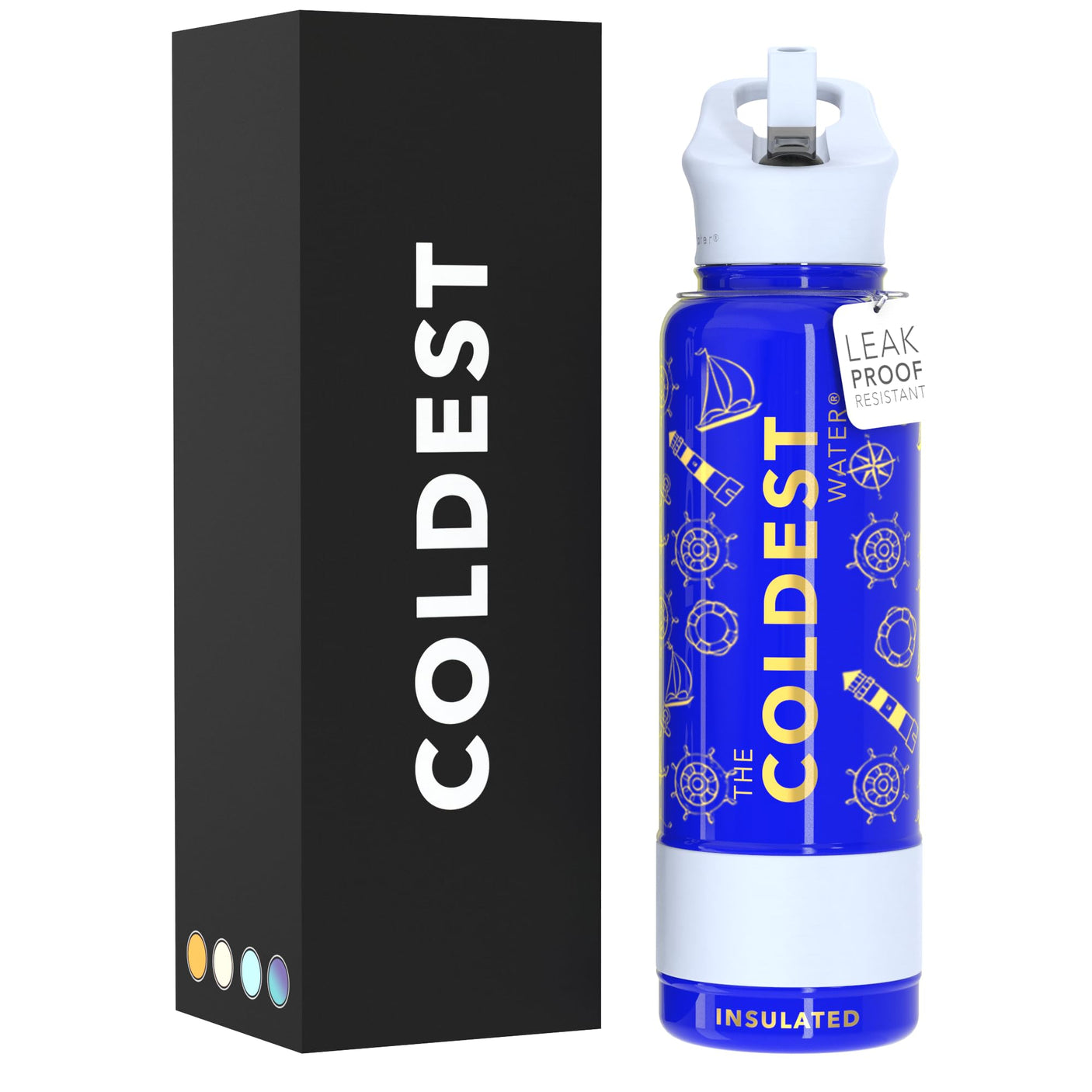 Coldest Insulated Water Bottle with Straw Lid - Stainless Steel Metal Thermos for Men & Women (Matte Black, 32 oz)
