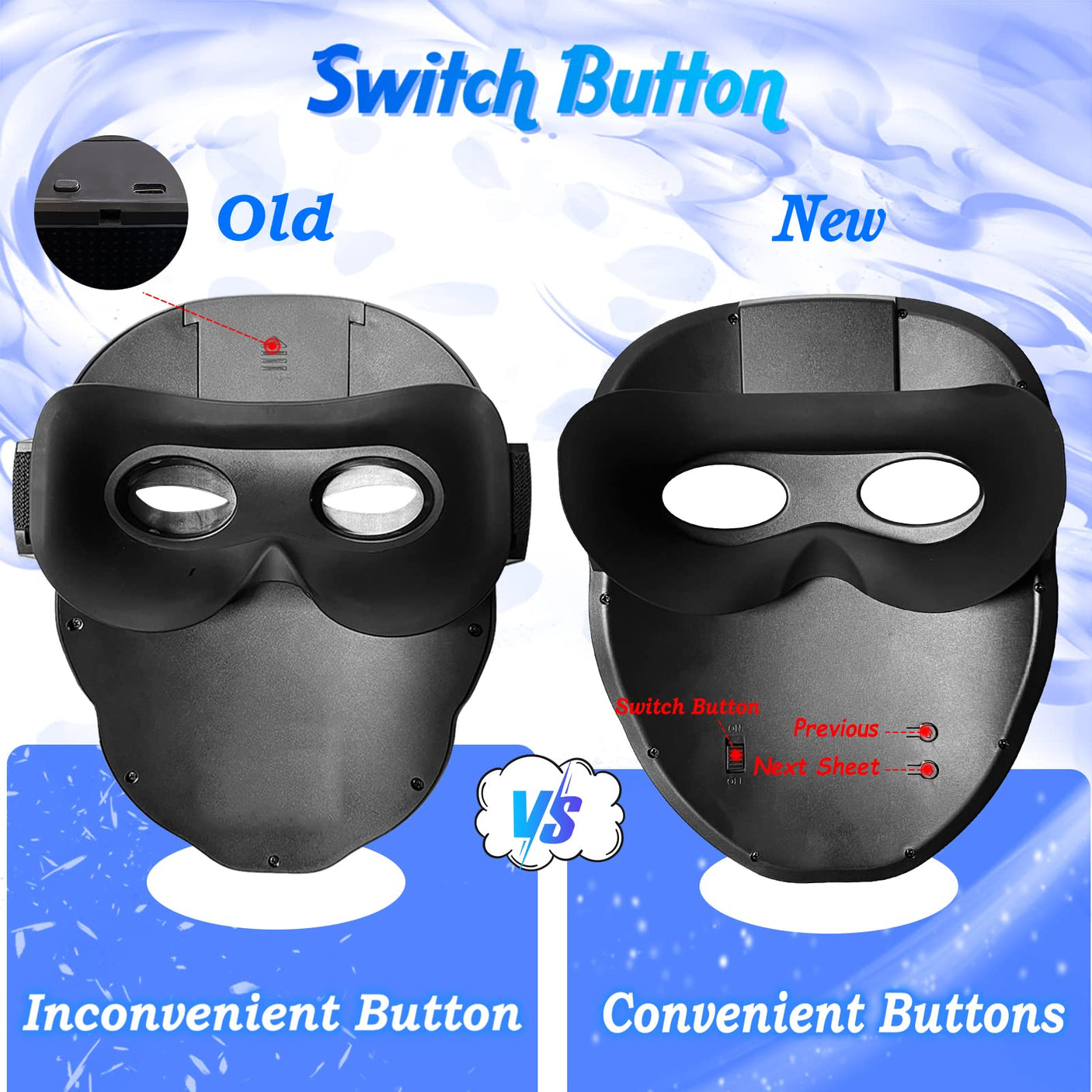 Depointer Life Led Mask with Rechargeable Bluetooth-compatible App Controlled, Customizable led mask, Lighted Face Transforming Mask, unisex-Adult