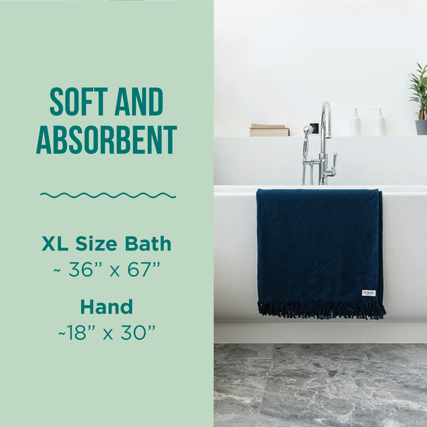 Sand Cloud Turkish Bath Towels Bundle for Bathroom, Set of 4 (Classic Green) - Large Size - 100% Certified Organic Cotton Yarn is Lightweight, Soft & Absorbent - Premium Bath Towels Dry Faster