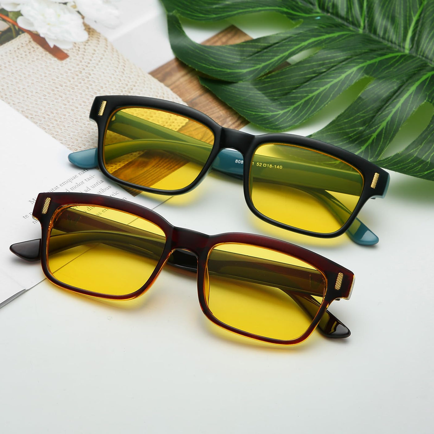 CARFIA Night Vision Glasses Driving for Men Women Anti-glare,Safety HD Yellow Lens Fishing Golf Narrow Face Glasses