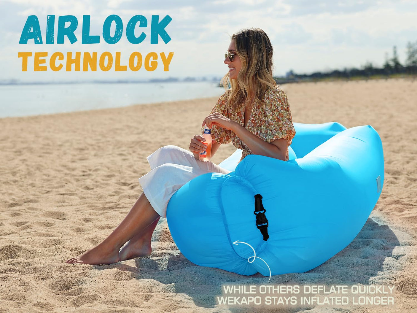 WEKAPO Inflatable Lounger Air Sofa Hammock-Portable,Water Proof& Anti-Air Leaking Design-Ideal Couch for Backyard Beach Traveling Camping Picnics & Music Festivals