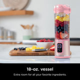 Ninja BC155PS Blast Two-Pack Portable Blender, Cordless, 18oz. Vessel, Personal Blender-for Shakes & Smoothies, BPA Free, Leakproof-Lid & Sip Spout, Rechargeable, Dishwasher Safe Parts, Peach & Stone