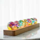 7 Chakra Natural Healing Spheres with LED Wooden Stand 40mm Crystal Quartz Stones for Meditation Positive Energy Night Light Decoration Balls Set for Home