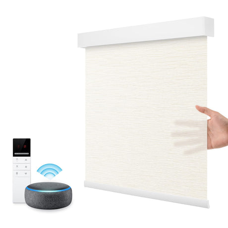 Motorized Smart Blind for Window with Remote Control, Automatic Blackout Roller Shade Customizable Size,with Valance Child Safety Rechargeable Battery Blinds (Full Blackout Black)