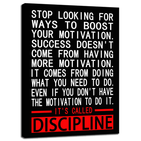Inspirational Office Wall Decor Motivational Discipline Noun Canvas Wall Art Posters Prints Entrepreneur Quote Wall Picture Paintings Artwork Home Bedroom Framed Ready to Hang[12''W X 18''H]