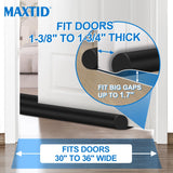 MAXTID Large Door Draft Stopper for Bottom of Doors 36” Under Door Draft Noise Blocker Black Gap Stoppers Door Draft Guard for Bottom of Doors Adjustable Door Seal Sweep Draft Home Essentials Gadgets