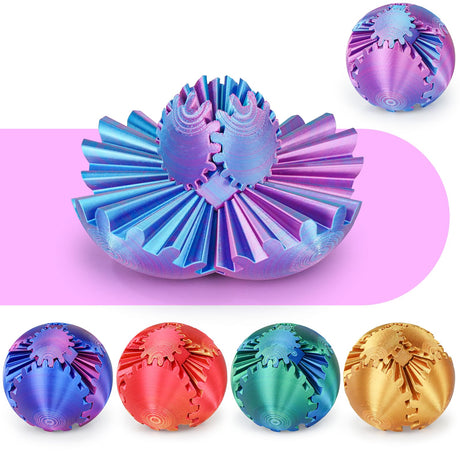 Gear Ball 3D Printed Cube Fidget Toy,Gear Sphere Fidget Toys,Sensory Toys for Stress and Anxiety Relief, Desk Toy Fidget Spinners,Stocking Stuffers for Adults & Kids Gift(Blue Green, 3.1 Inch)