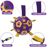 QDAN Premium Dog Toys Balls, Dog Soccer Ball with Straps, Dog Birthday Gifts, Herding Ball, Durable Balls for Small Medium Pet, Puppy Outdoor Toy, Pet Training Soccer Ball, World Cup Soccer (6 Inch)