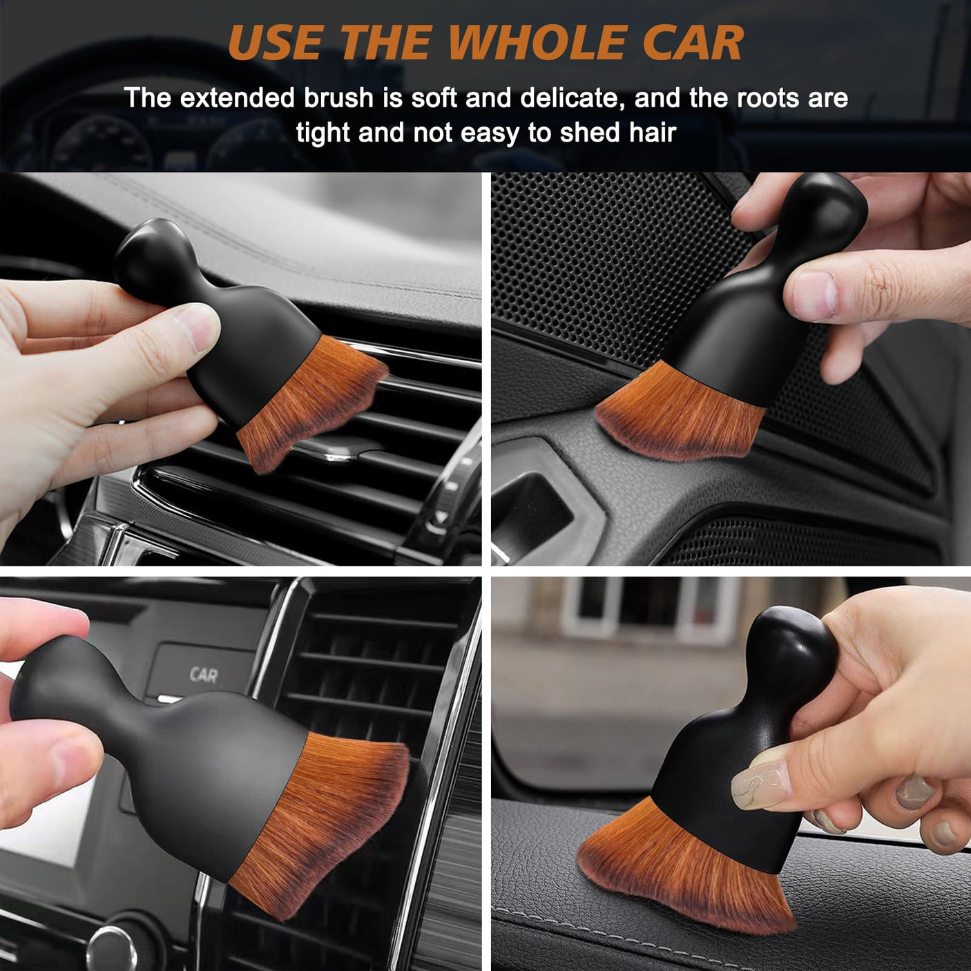 Ouzorp Car Interior Dust Brush, Car Detailing Brush, Soft Bristles Detailing Brush Dusting Tool for Automotive Dashboard, Air Conditioner Vents, Leather, Computer,Scratch Free