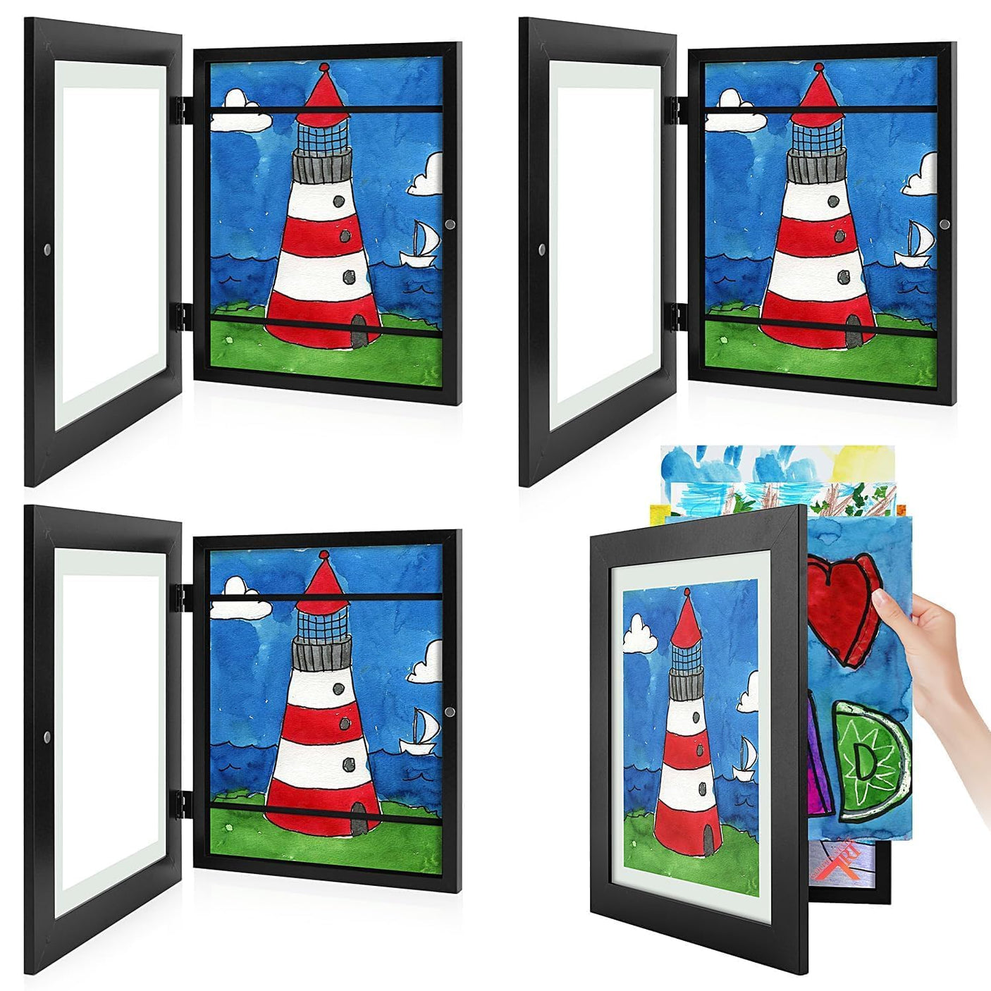 Golden State Art, 10x12.5 Kids Art Frames, Front-Opening Picture Frame Great for Kids Drawings, Artworks, Children Art Projects, Schoolwork, Home or Office (Walnut Set of 2)