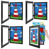 Golden State Art, 10x12.5 Kids Art Frames, Front-Opening Picture Frame Great for Kids Drawings, Artworks, Children Art Projects, Schoolwork, Home or Office (Walnut Set of 2)