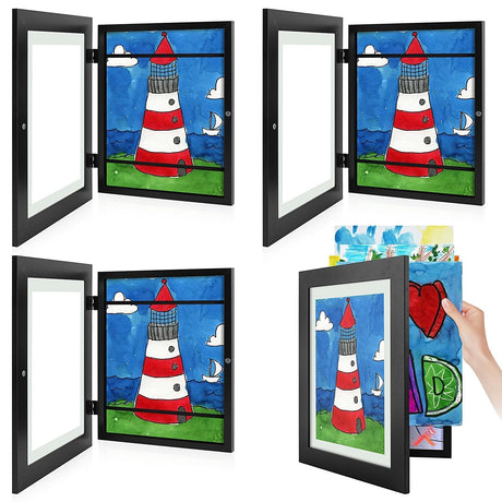 Golden State Art, 10x12.5 Kids Art Frames, Front-Opening Picture Frame Great for Kids Drawings, Artworks, Children Art Projects, Schoolwork, Home or Office (Walnut Set of 2)