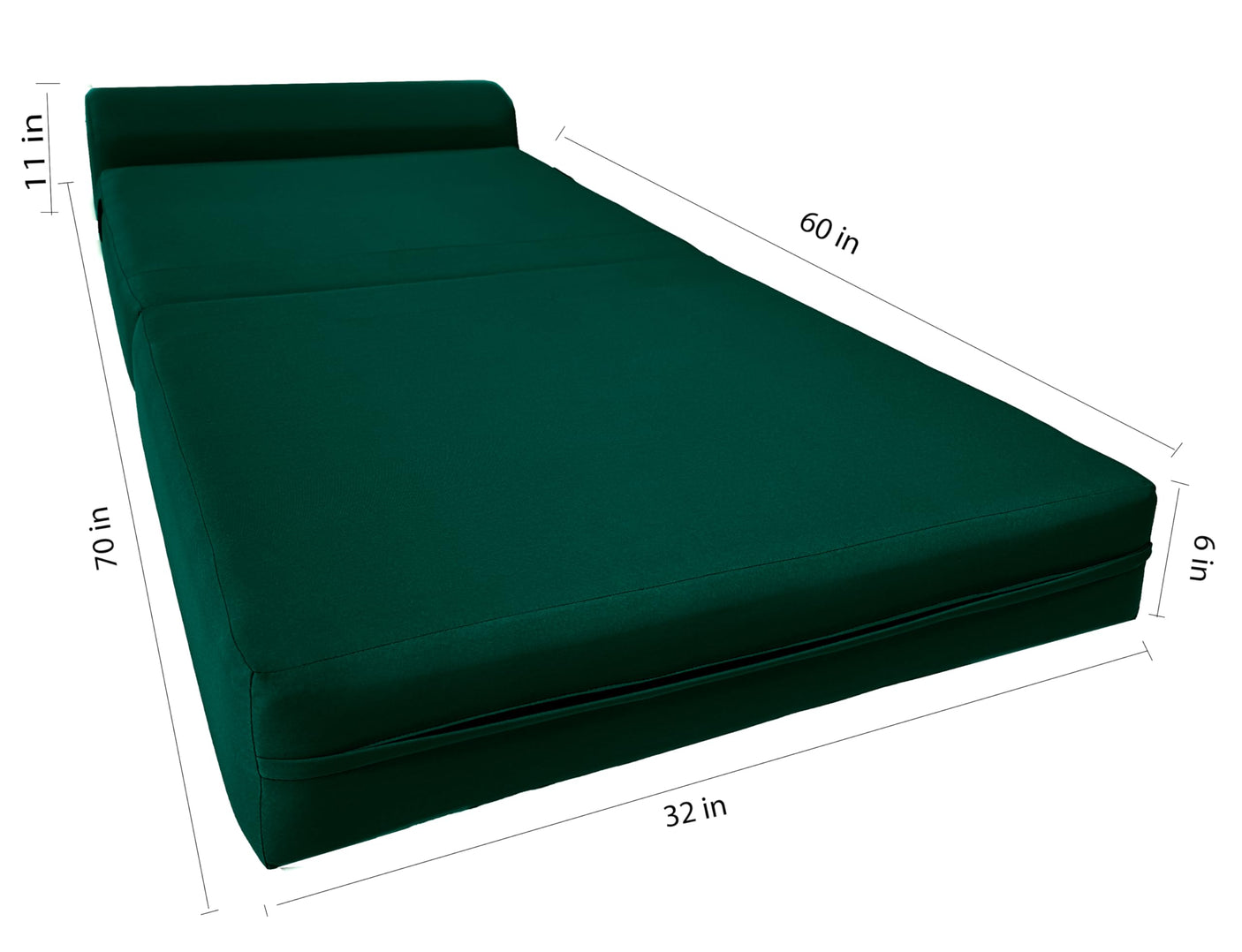 D&D Futon Furniture Sleeper Chair Folding Bed, Studio Sofa Guest Folded Mattress, High Density Foam (70 x 24 x 6, Navy Blue)