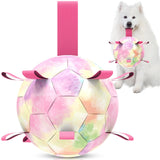 QDAN Premium Dog Toys Balls, Dog Soccer Ball with Straps, Dog Birthday Gifts, Herding Ball, Durable Balls for Small Medium Pet, Puppy Outdoor Toy, Pet Training Soccer Ball, World Cup Soccer (6 Inch)