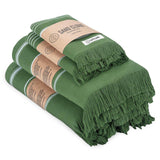 Sand Cloud Turkish Bath Towels Bundle for Bathroom, Set of 4 (Classic Green) - Large Size - 100% Certified Organic Cotton Yarn is Lightweight, Soft & Absorbent - Premium Bath Towels Dry Faster