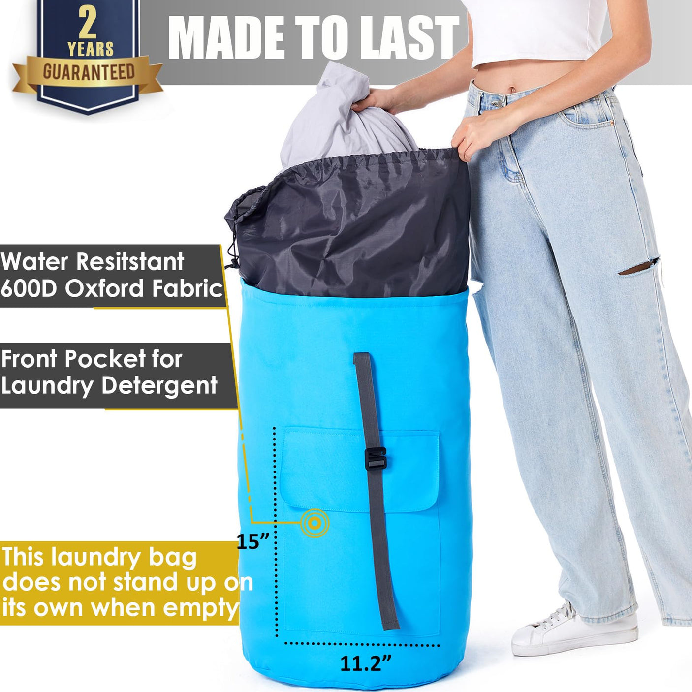Laundry Bag Backpack Extra Large, 115L Laundry Backpack with Padded Shoulder Strap, Sturdy Travel Laundry Bags, Hanging Laundry Bag for College Dorm, Apartment, Clothes Hamper Bag for Laundromat
